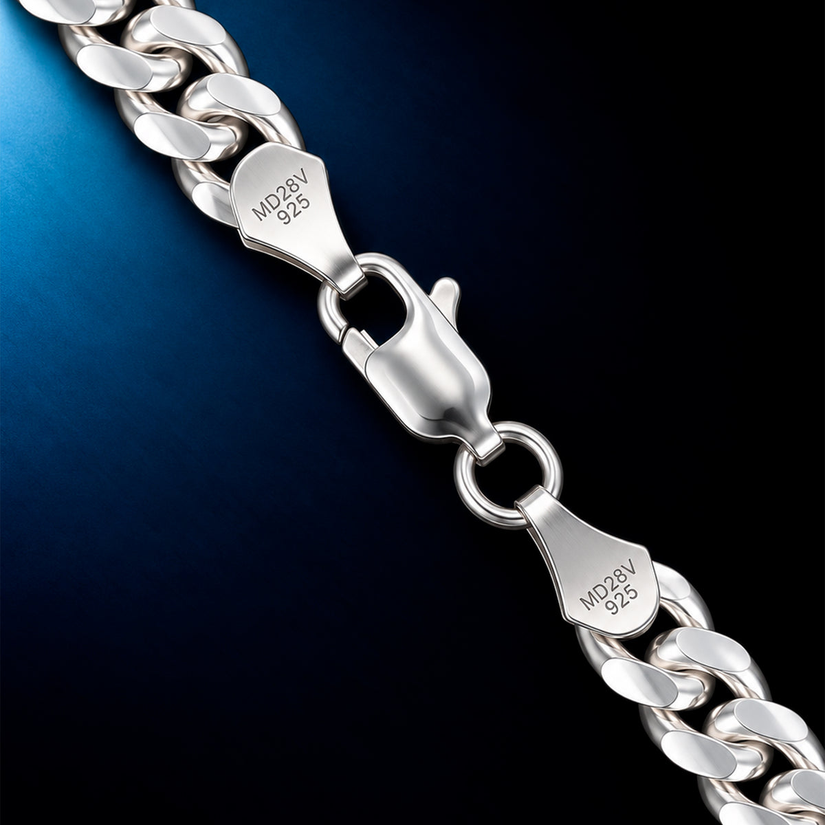 Detalle del broche de la Cadena Cuban Link 6mm Plata .925