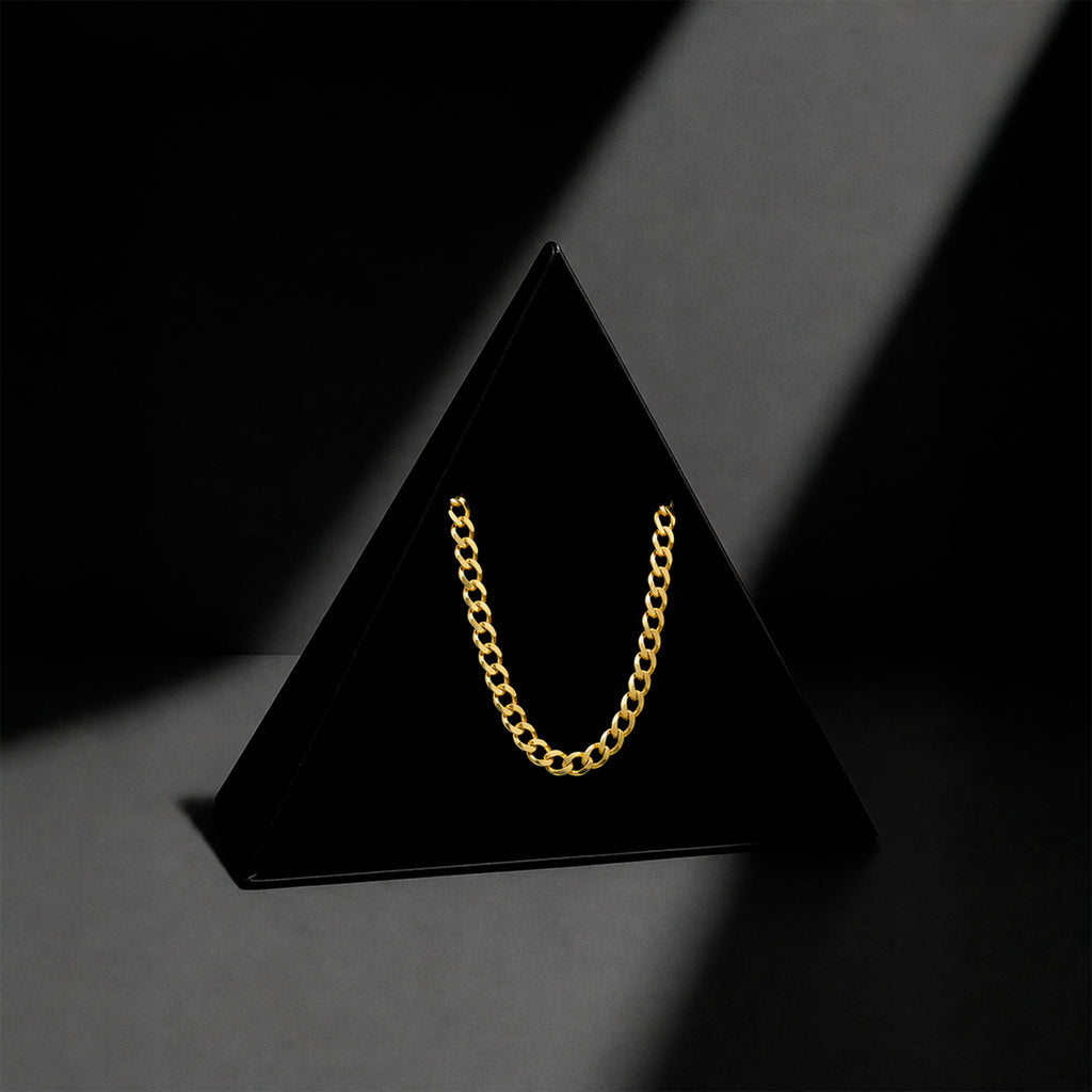 Cadena Curb 8mm de oro sólido con empaque Triangulum