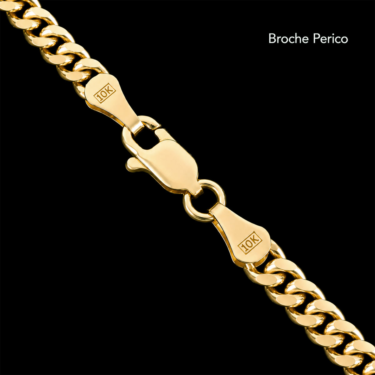 Detalle del broche de caja de Cadena Cuban Link 4mm Oro Sólido 14K