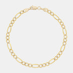 Figaro 3X1 Abierta Pave 4mm (Oro Sólido) Pulsera - Triangulum Workshop