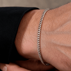Pulsera cubana de plata .925 para hombre con eslabones de 3mm de grosor
