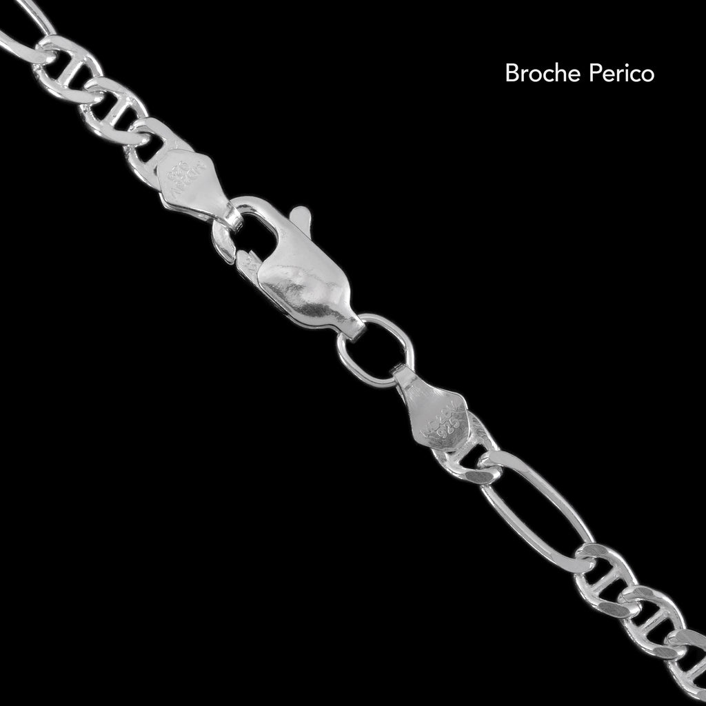 Broche y marcaje de Pulsera Figarucci 3mm en plata .925