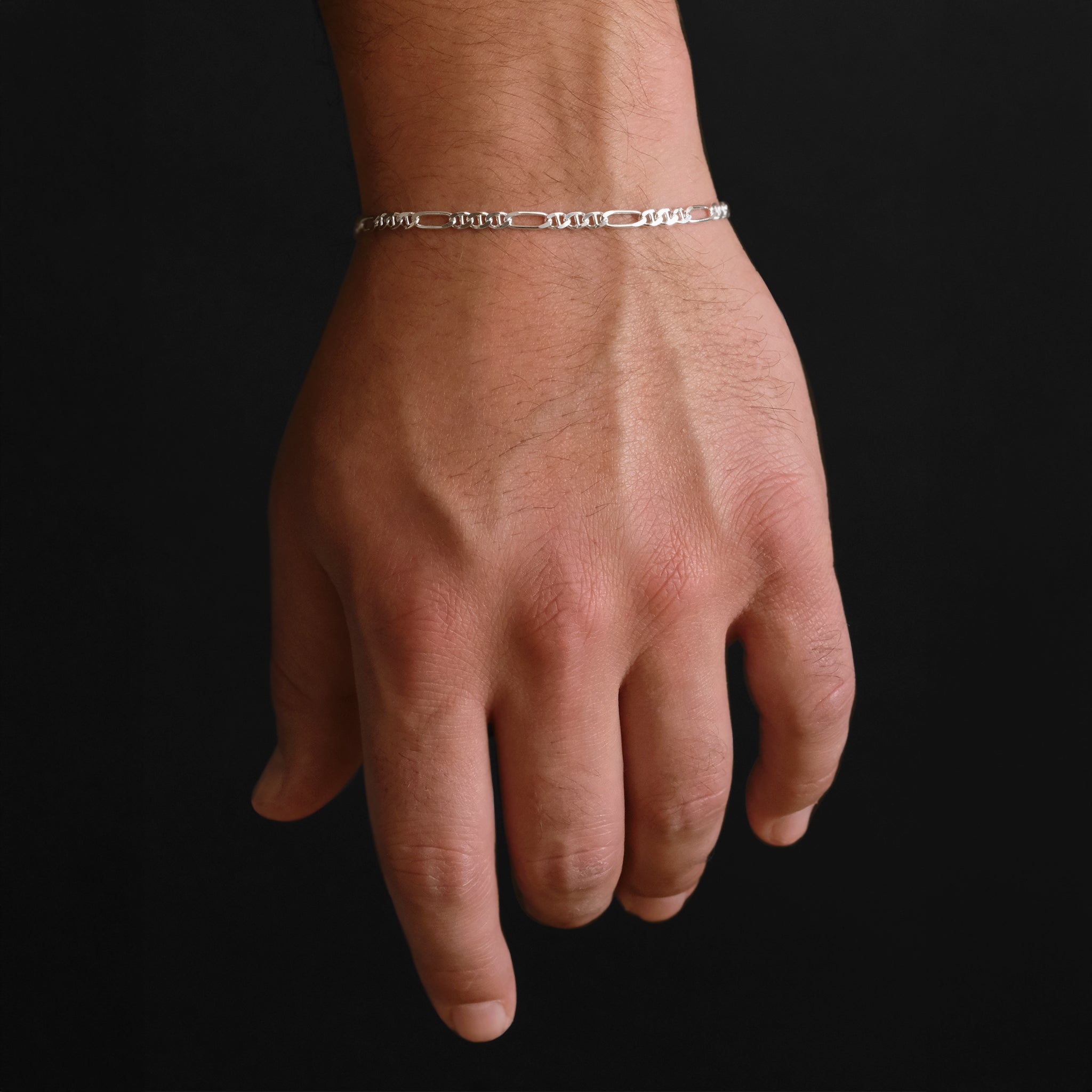 Pulsera Figarucci 3mm de plata .925 puesta en muñeca